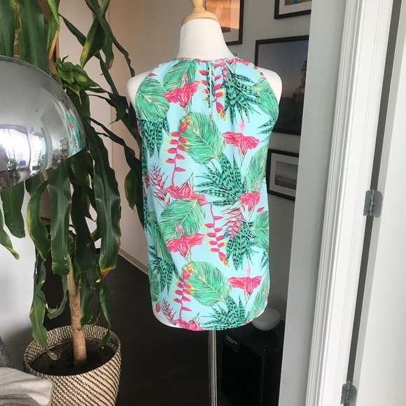 Saint Tropez Tropical Print Crepe Blouse, Top - Picture 5 of 6